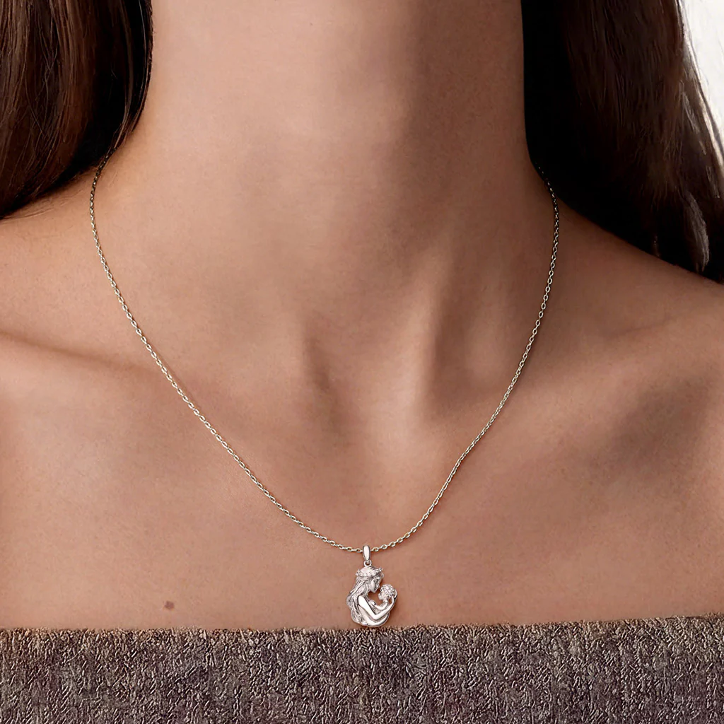 Gnoce  Mother Embraces Baby Pendant Necklace - Image 2