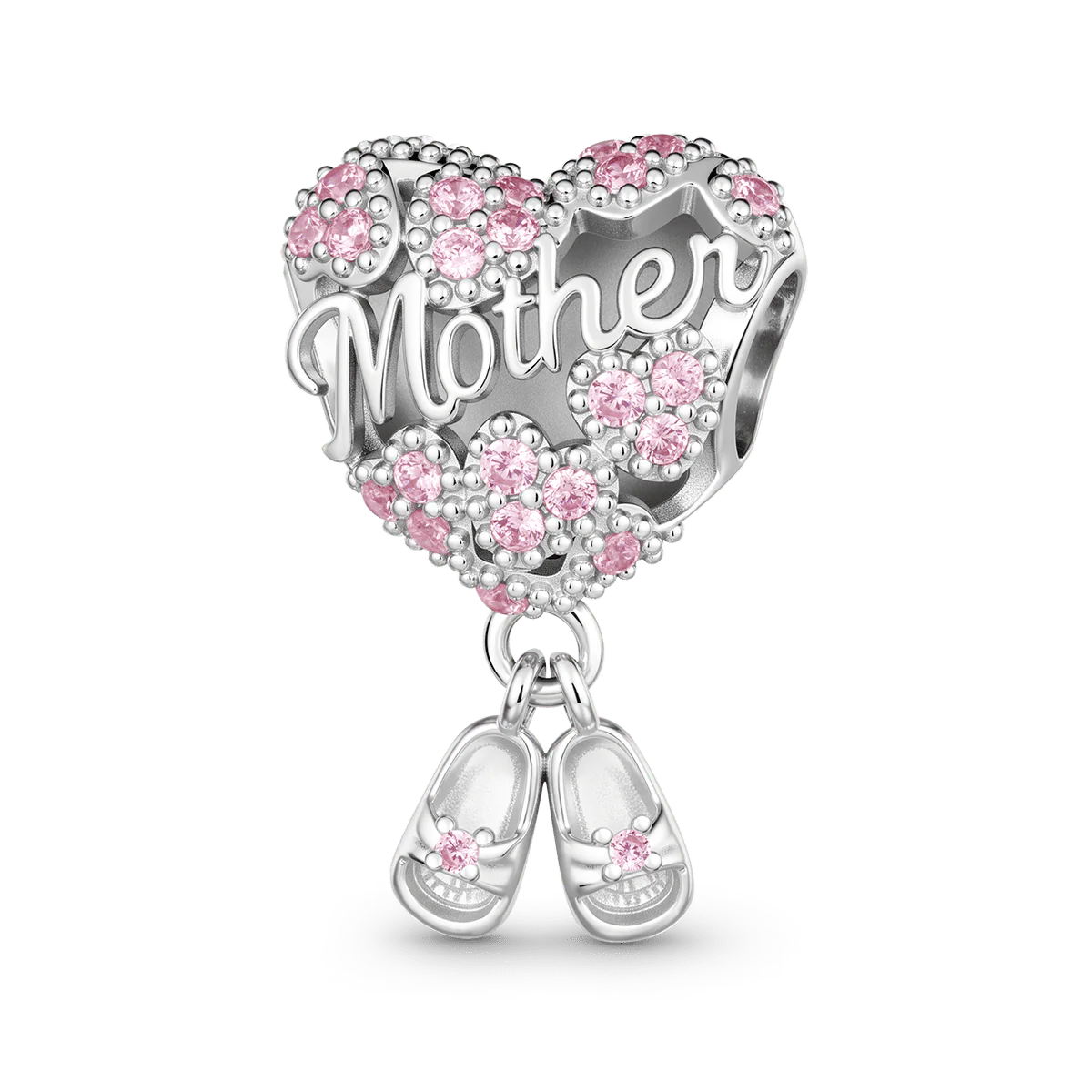 Gnoce Mother Heart with Baby Shoes Charm