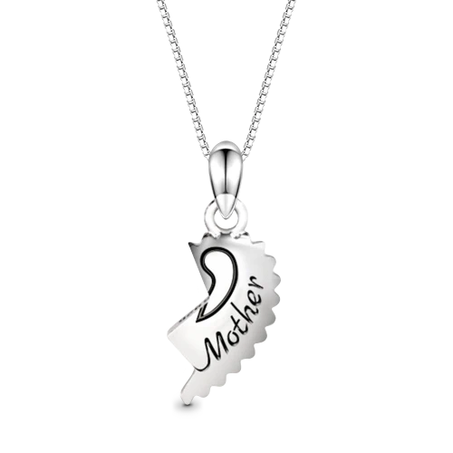 Gnoce "Love You Mom" Mother Heart Necklace Platinum-plated Silver Blend