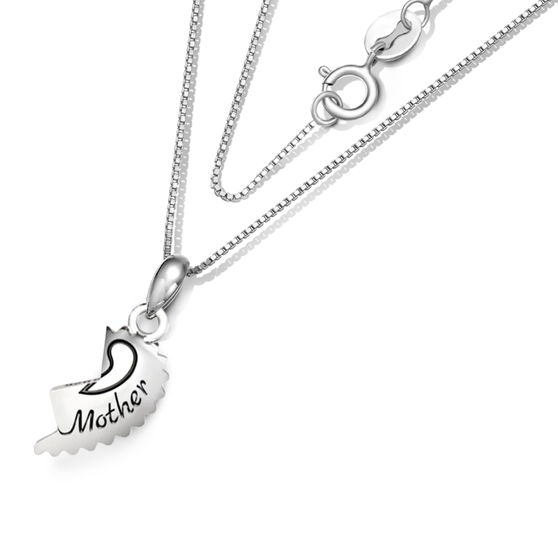Gnoce "Love You Mom" Mother Heart Necklace Platinum-plated Silver Blend - Image 2