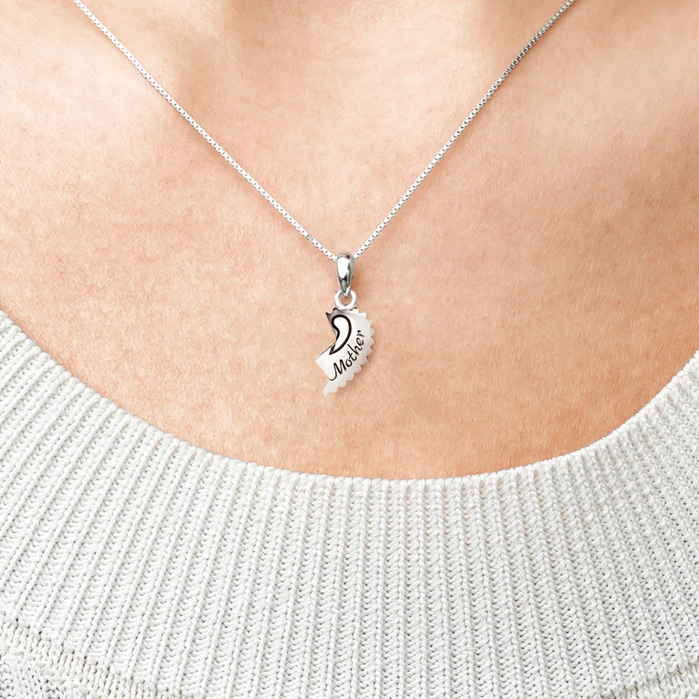 Gnoce "Love You Mom" Mother Heart Necklace Platinum-plated Silver Blend - Image 4