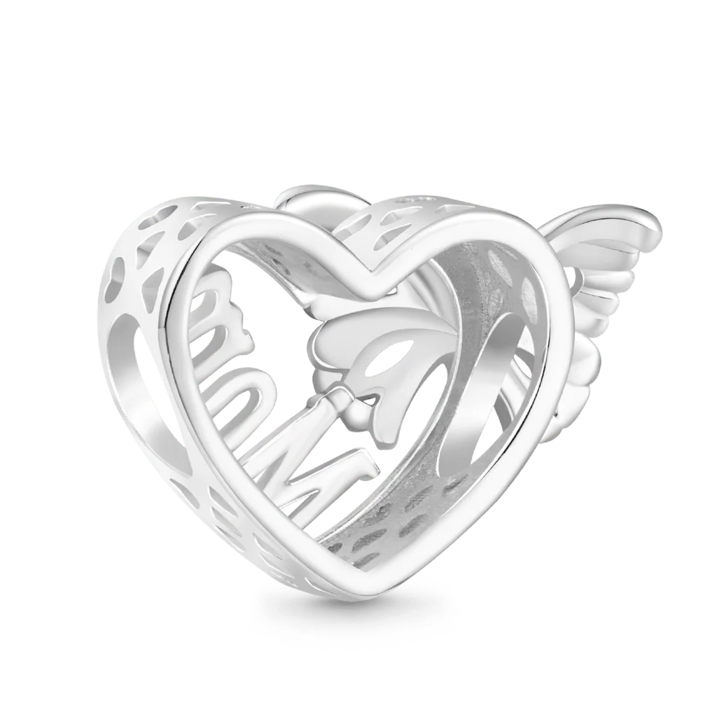 Gnoce Butterfly Heart Charm Platinum-plated Silver Blend - Image 2