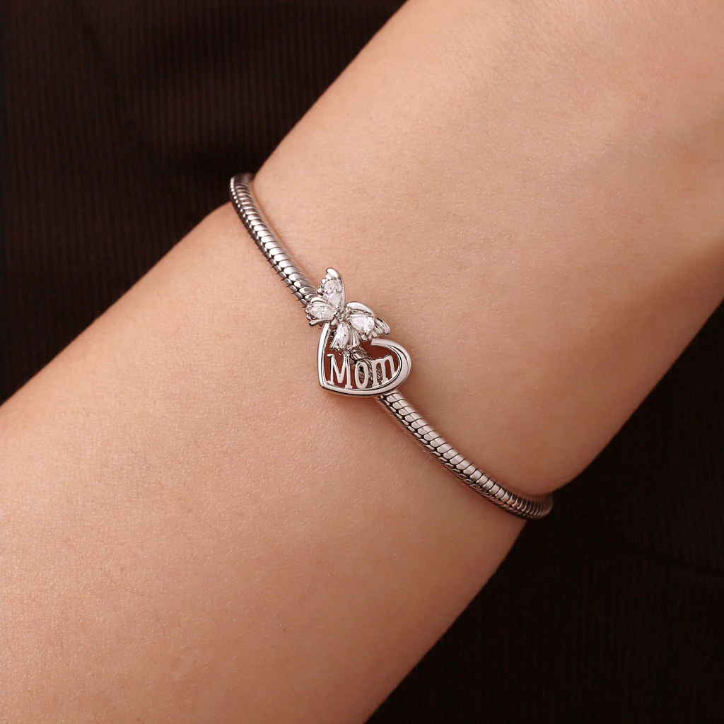 Gnoce Butterfly Heart Charm Platinum-plated Silver Blend - Image 5