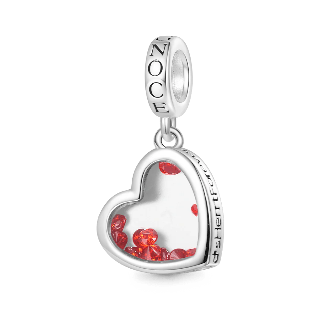 Gnoce Birthstones Forever Heart Charm Platinum-plated Silver Blend - Image 2