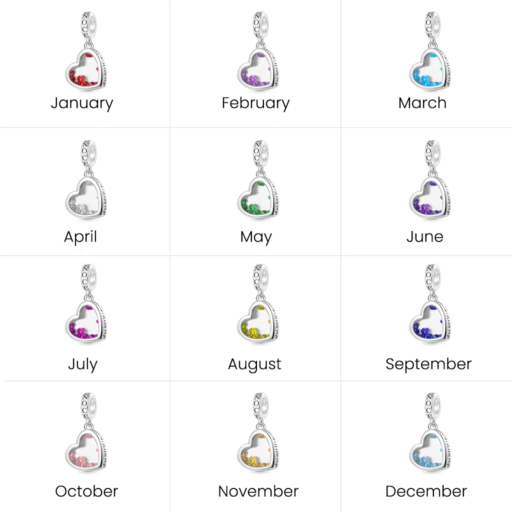 Gnoce Birthstones Forever Heart Charm Platinum-plated Silver Blend - Image 4