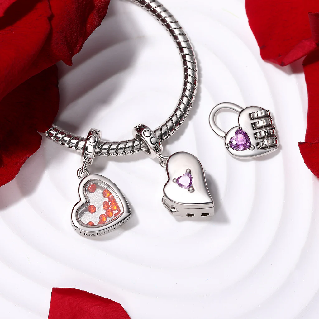 Gnoce Birthstones Forever Heart Charm Platinum-plated Silver Blend - Image 5