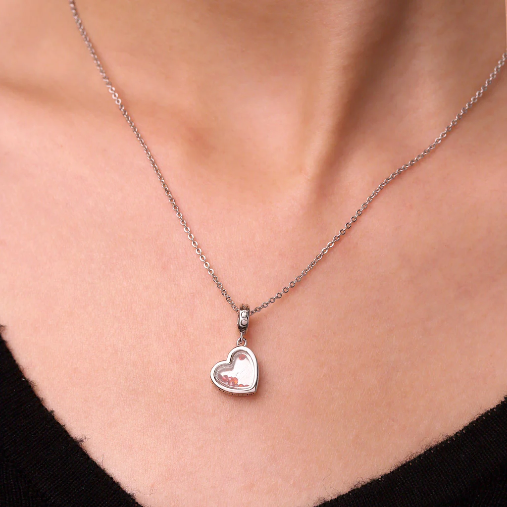 Gnoce Birthstones Forever Heart Charm Platinum-plated Silver Blend - Image 7