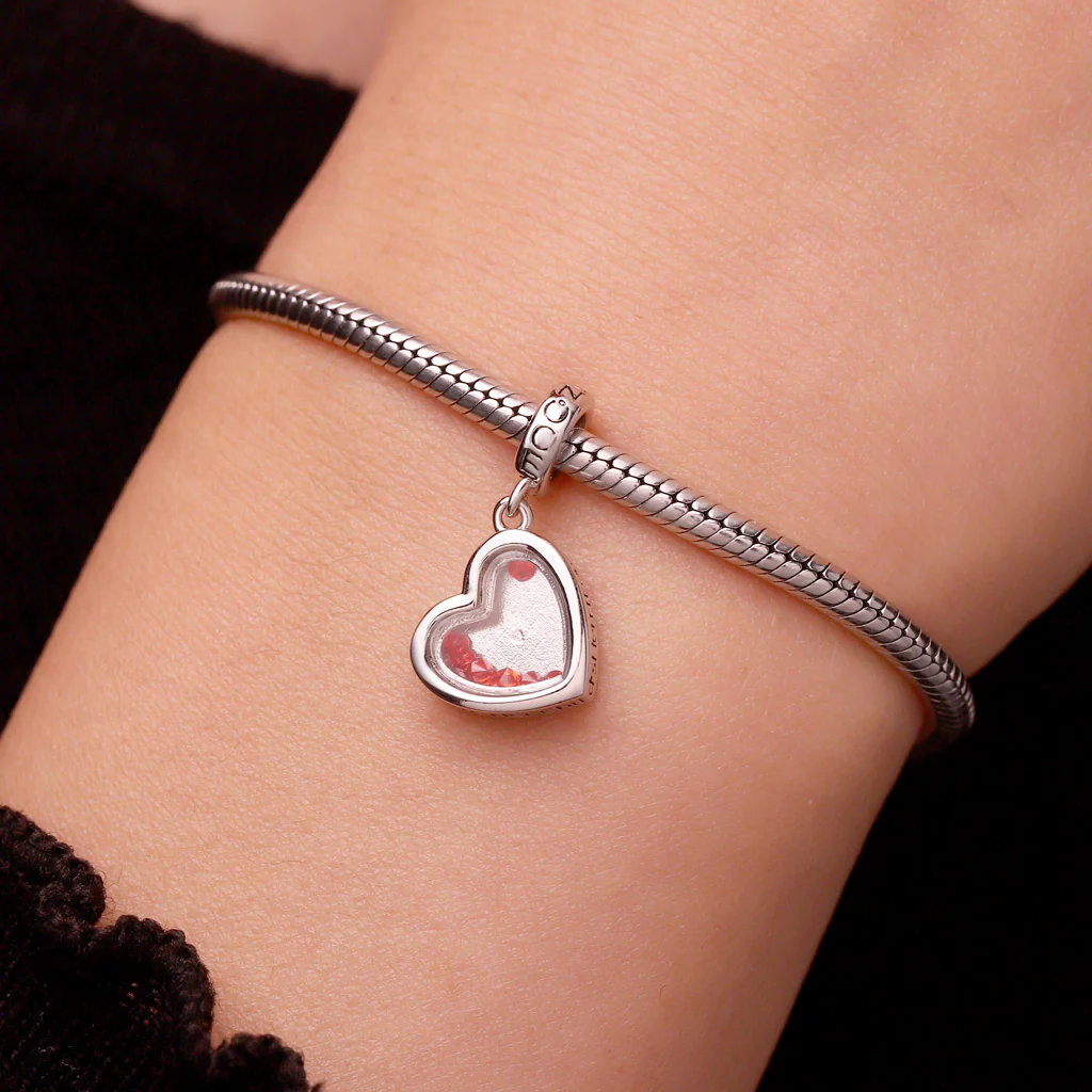 Gnoce Birthstones Forever Heart Charm Platinum-plated Silver Blend - Image 8