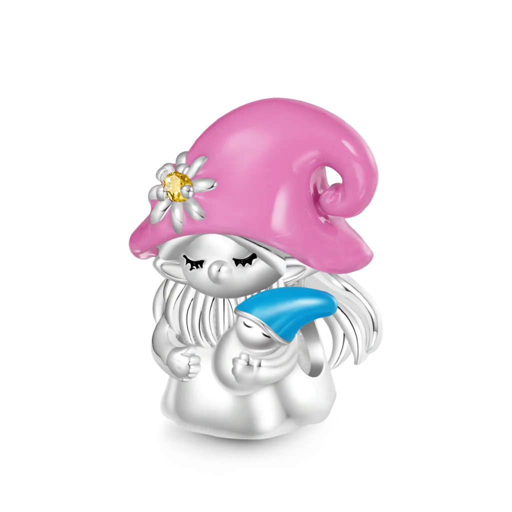 Gnoce Warm Mother's Day Gnome Charm Platinum-plated Silver Blend