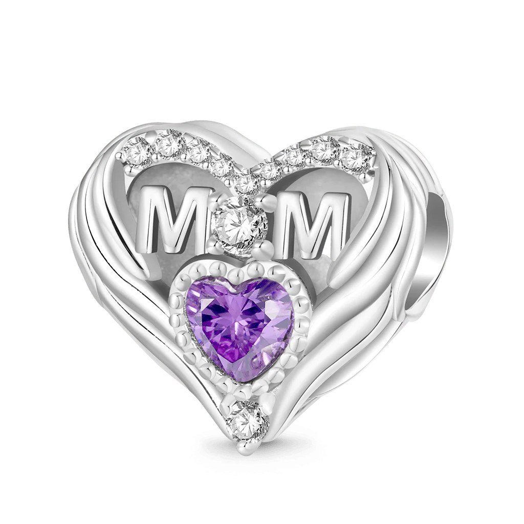 Gnoce Heart Birthstone Charm Platinum-plated Silver Blend - Image 2