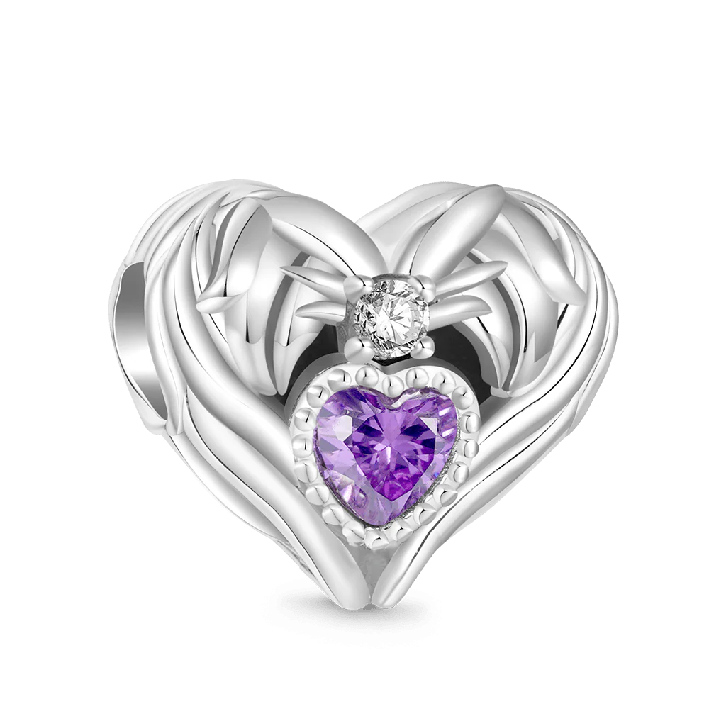 Gnoce Heart Birthstone Charm Platinum-plated Silver Blend - Image 3