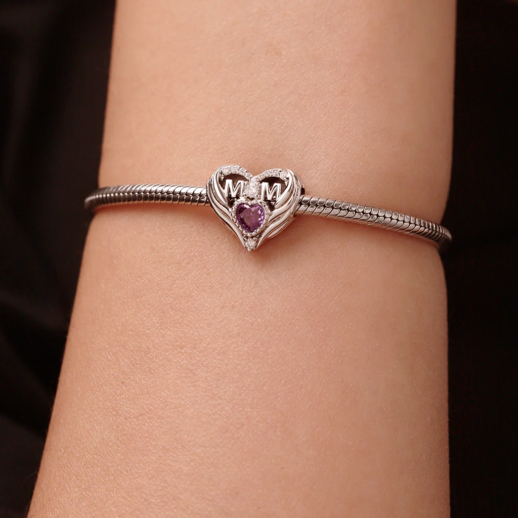 Gnoce Heart Birthstone Charm Platinum-plated Silver Blend - Image 7