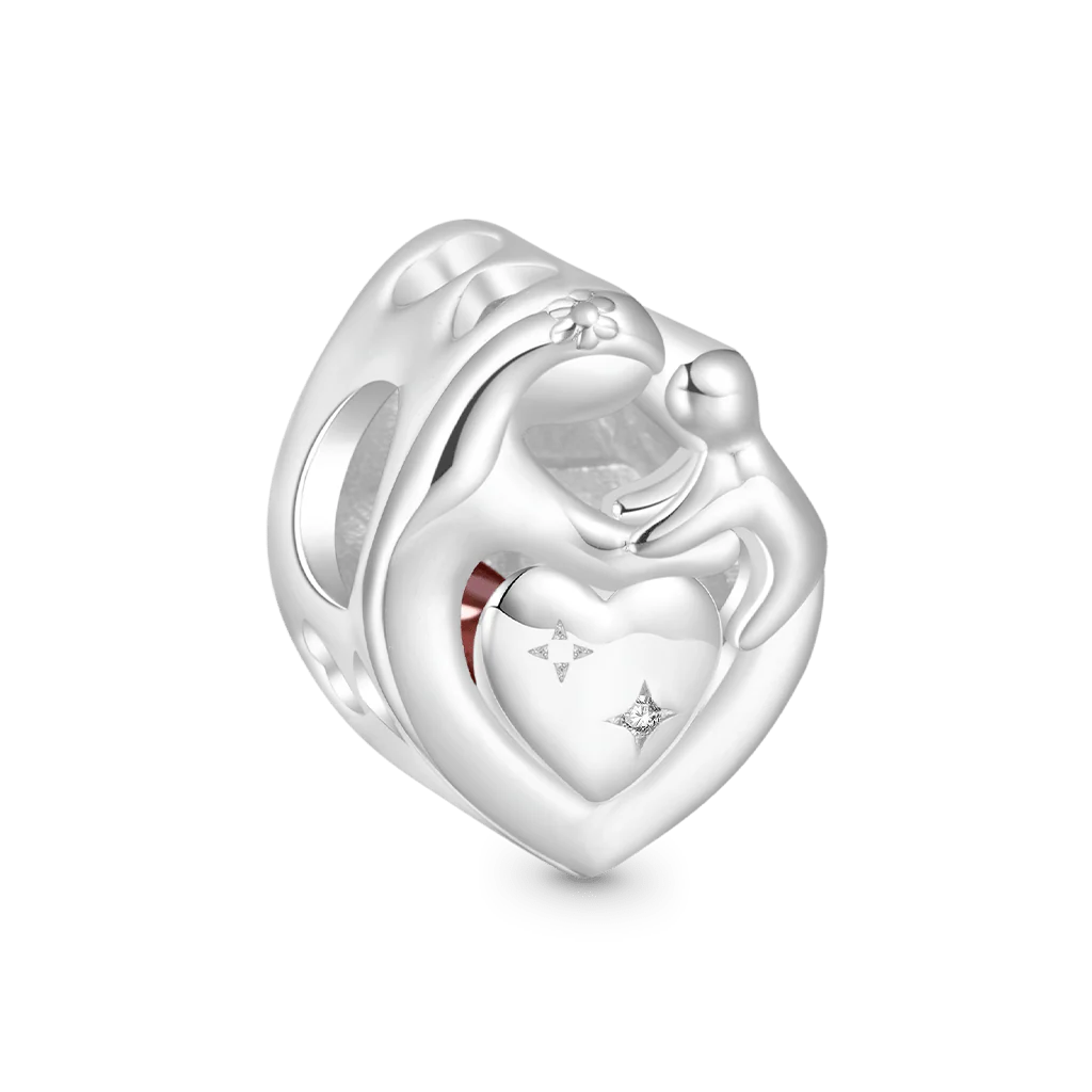 Gnoce Engravable Birthstone Hug Love Charm Platinum-plated Silver Blend - Image 3