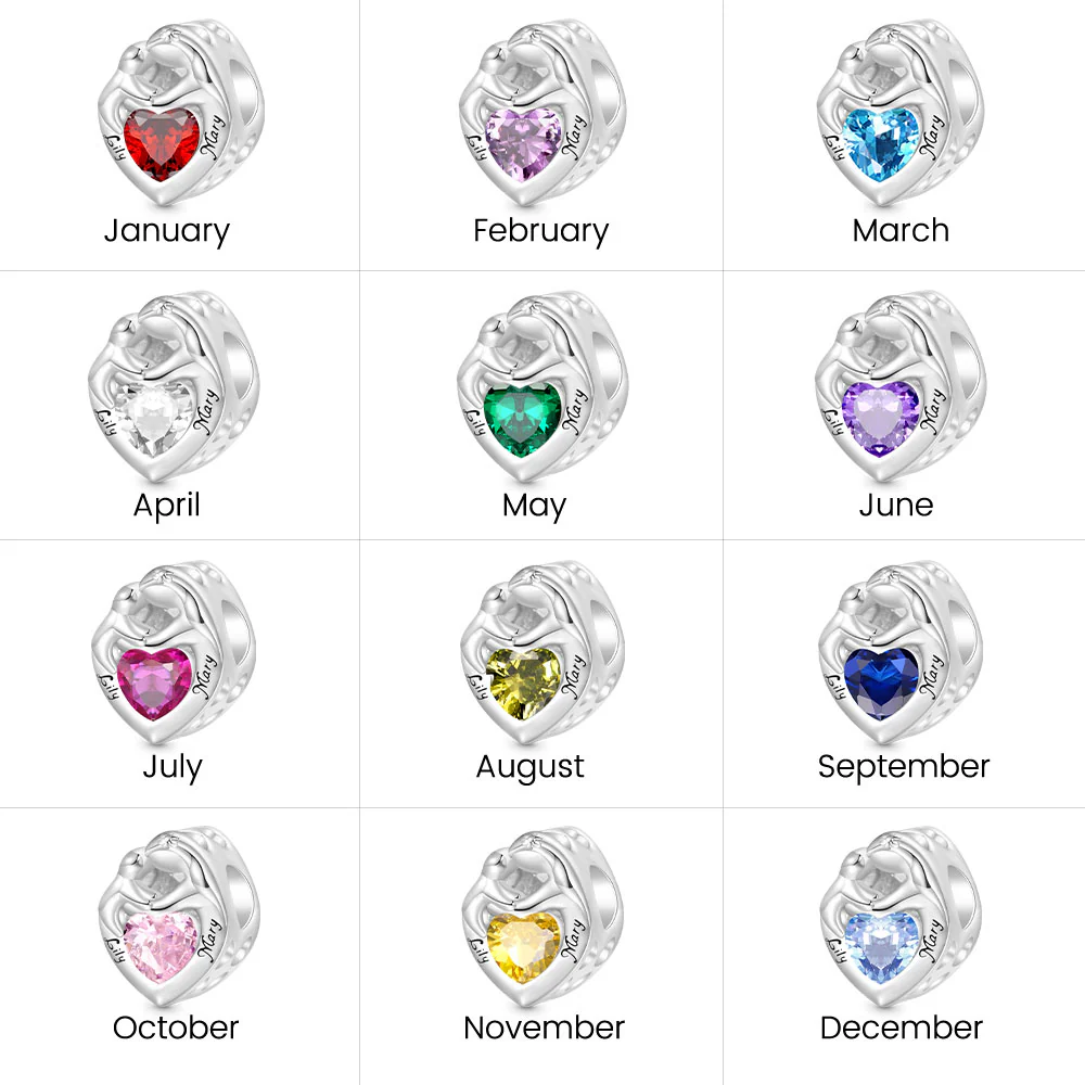 Gnoce Engravable Birthstone Hug Love Charm Platinum-plated Silver Blend - Image 7