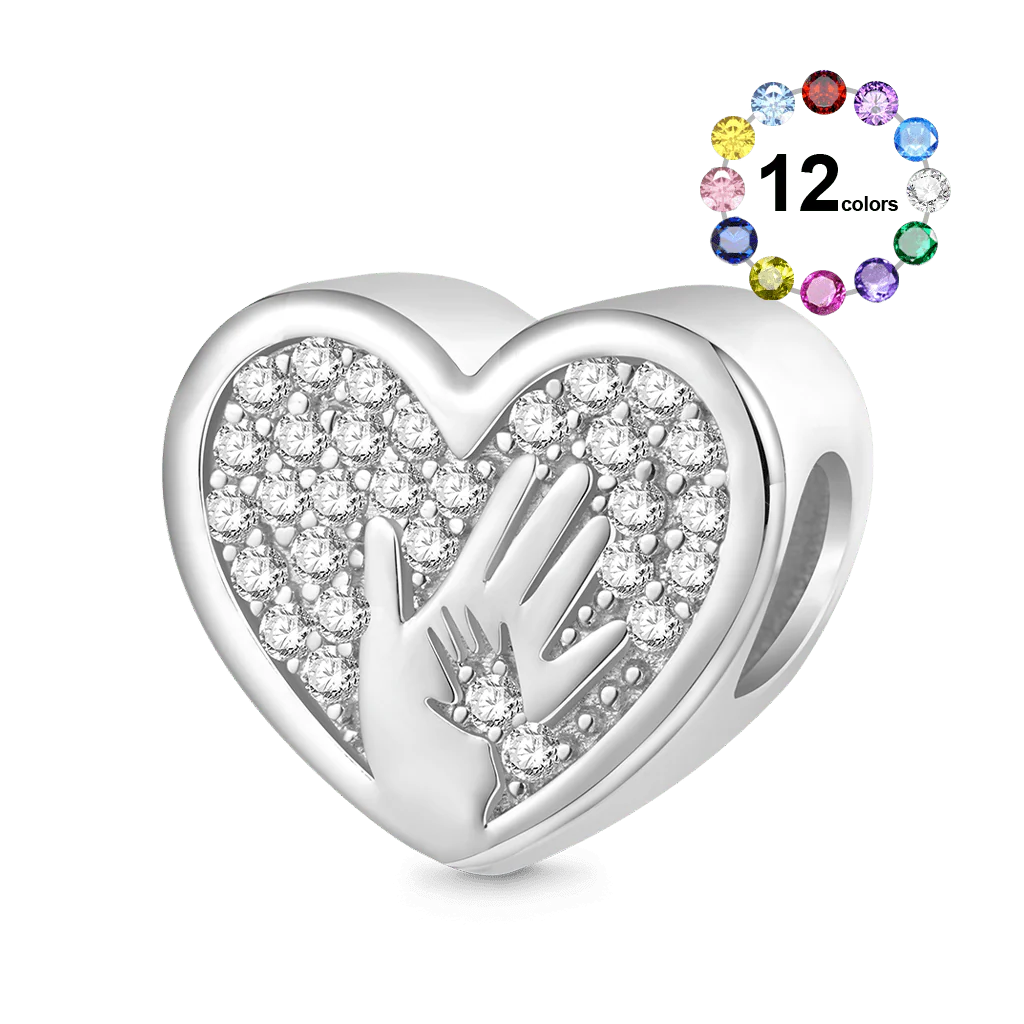Gnoce Mother's Palms Big Hand Little Hand Charm Platinum-plated Silver Blend