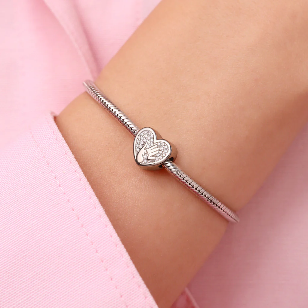 Gnoce Mother's Palms Big Hand Little Hand Charm Platinum-plated Silver Blend - Image 5