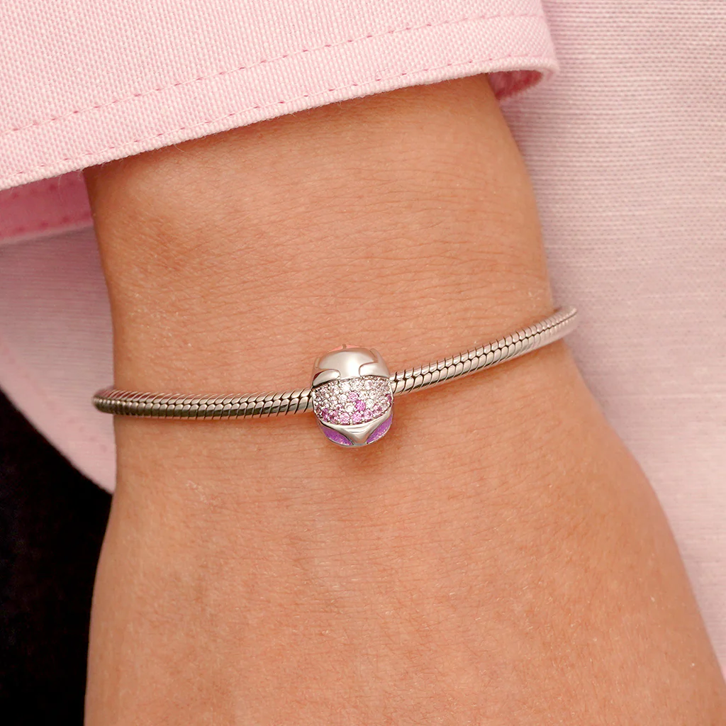 Gnoce Pink Motorcycle Helmet Charm Platinum-plated Silver Blend - Image 5