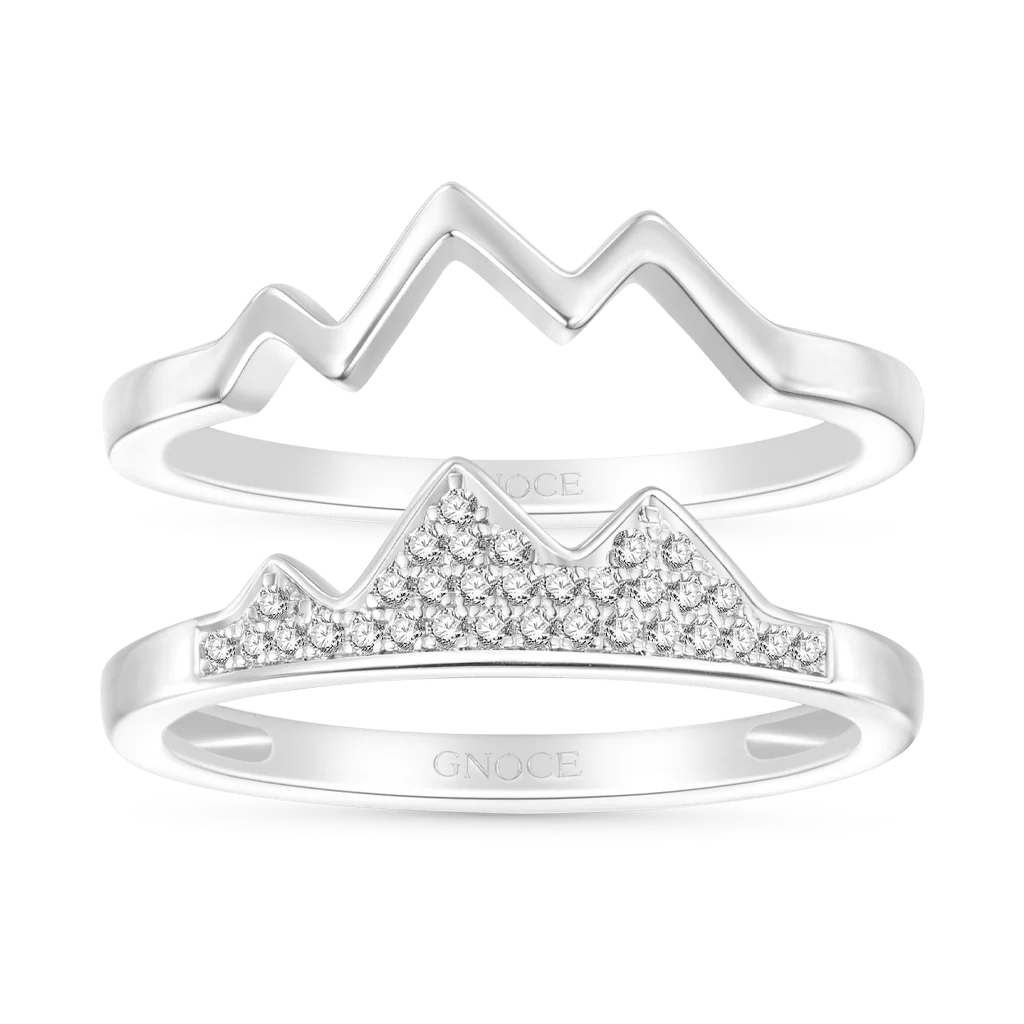 Gnoce Rolling Mountain Stackable Ring Set Platinum-plated Silver Blend