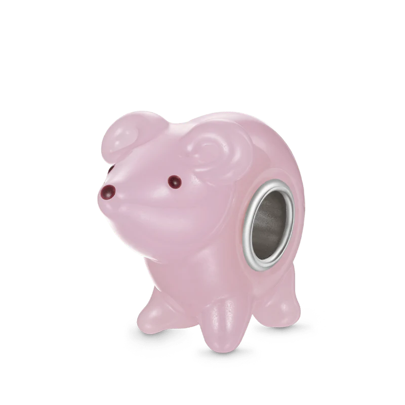 Gnoce Pink Mouse Murano Glass Charm