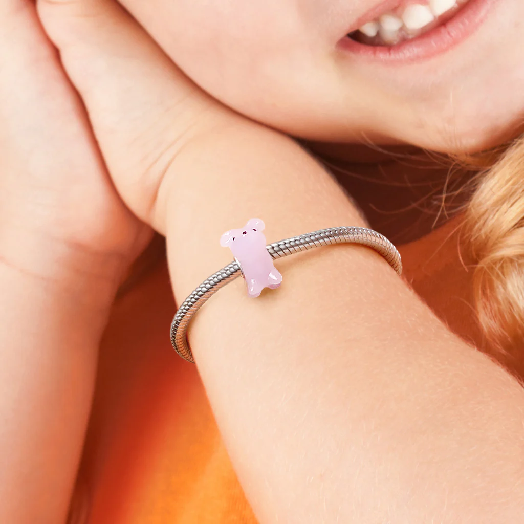 Gnoce Pink Mouse Murano Glass Charm - Image 5