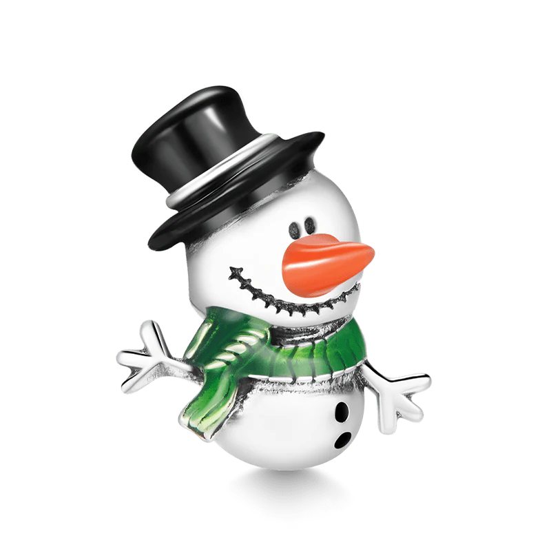 Mr. Snowman Charm Bead 925 Sterling Silver