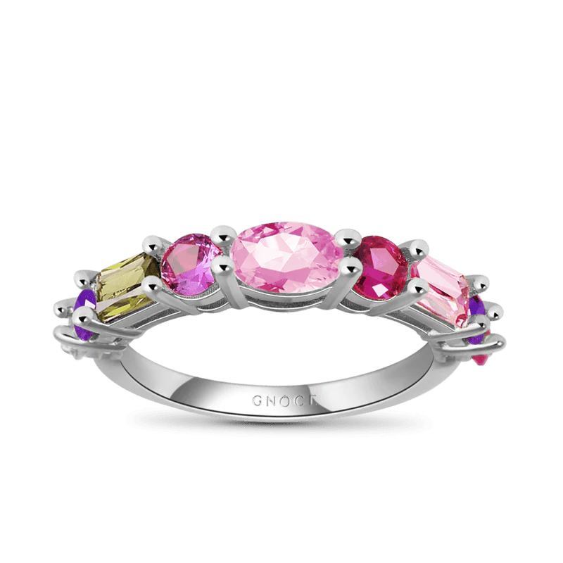 Multi-Color Crystal Woman's Band Ring Oval Cut