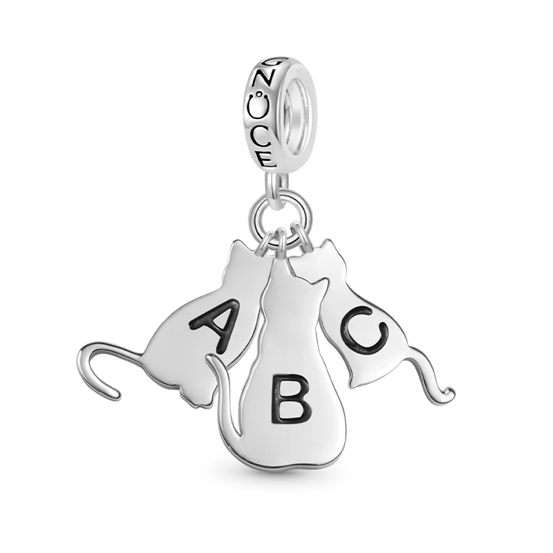 Gnoce Multi-pet Letters Personalized Cat Charm Platinum-plated Silver Blend