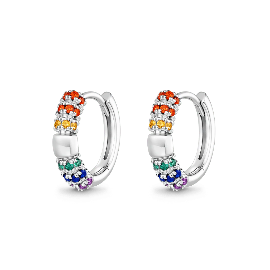 Gnoce  Multicolor Hoop Earrings Platinum-plated Silver Blend