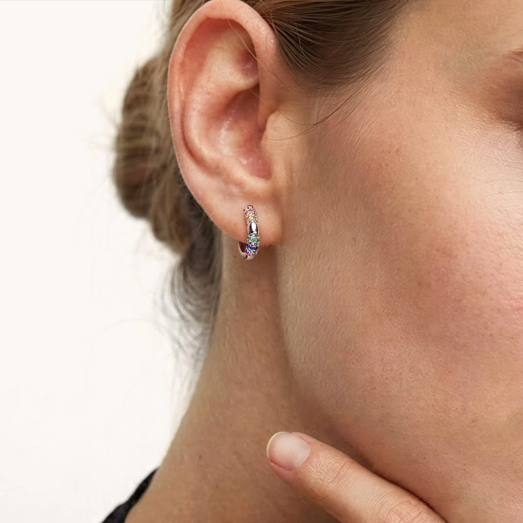 Gnoce  Multicolor Hoop Earrings Platinum-plated Silver Blend - Image 2