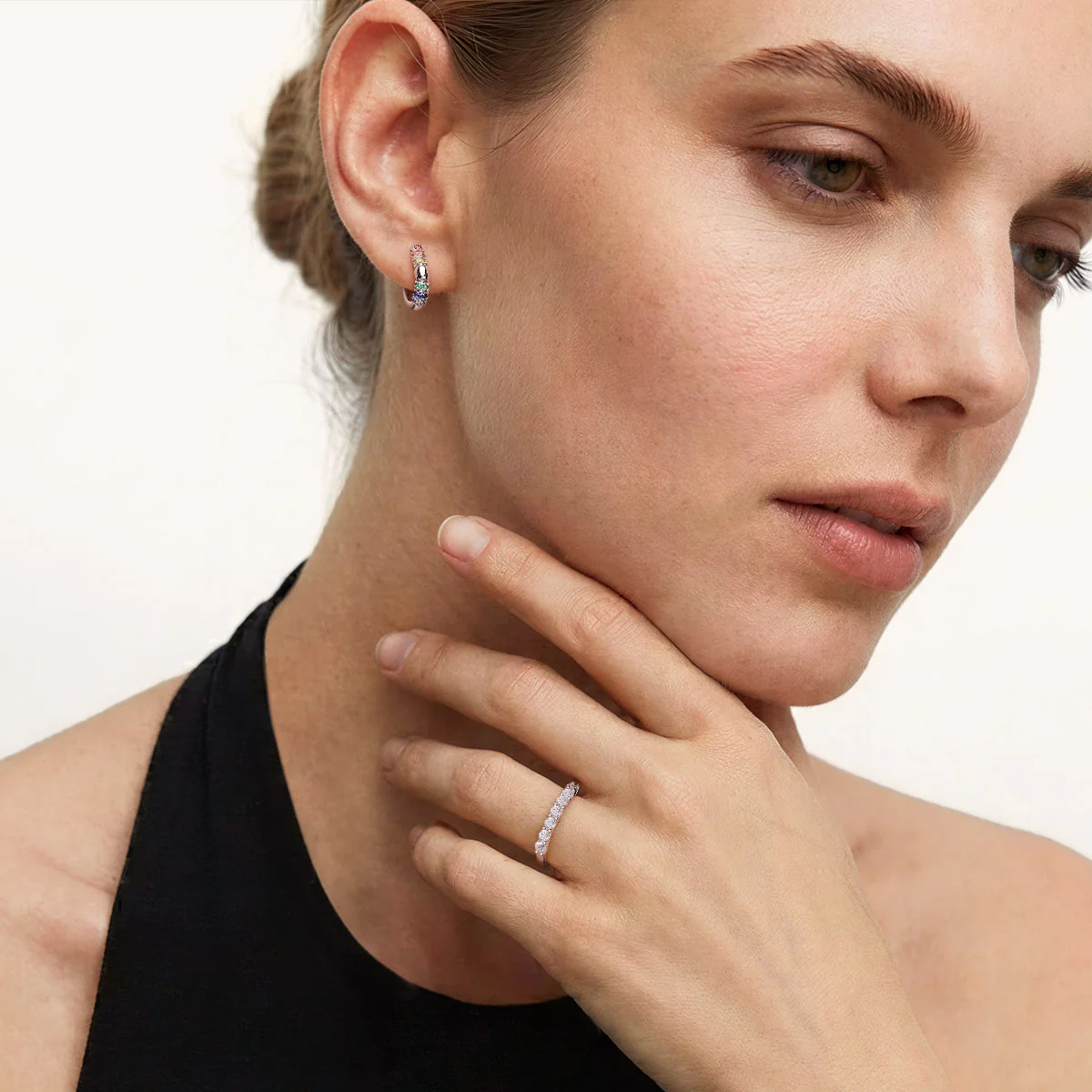 Gnoce  Multicolor Hoop Earrings Platinum-plated Silver Blend - Image 3