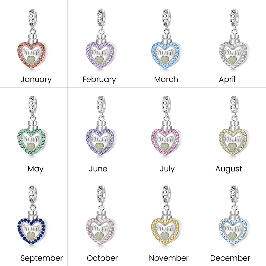 Gnoce Mum Heart Memorial Urn Ashes Charm Platinum-plated Silver Blend - Image 5