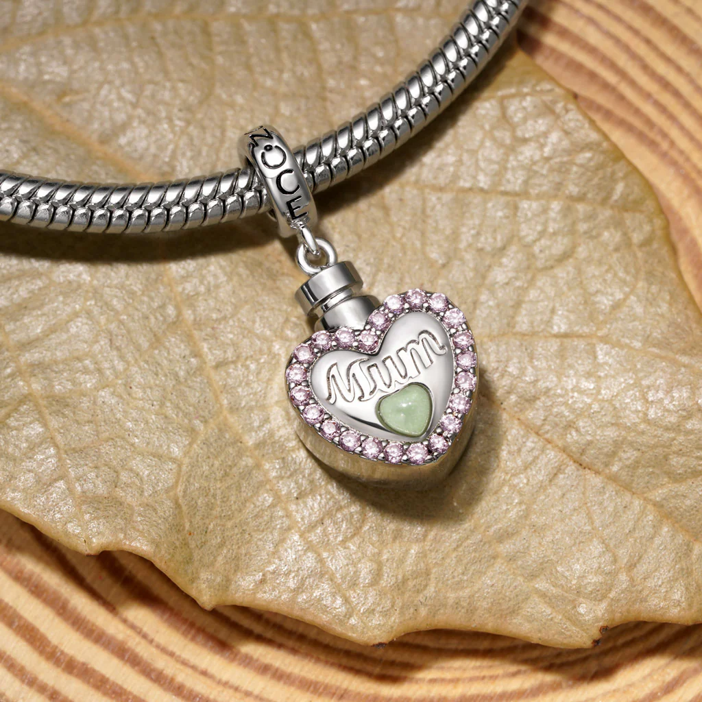 Gnoce Mum Heart Memorial Urn Ashes Charm Platinum-plated Silver Blend - Image 6