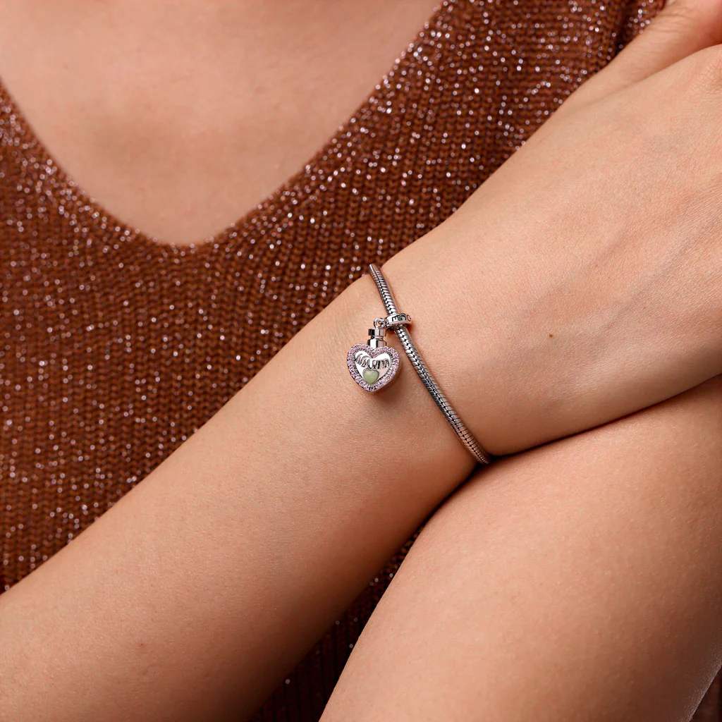 Gnoce Mum Heart Memorial Urn Ashes Charm Platinum-plated Silver Blend - Image 8