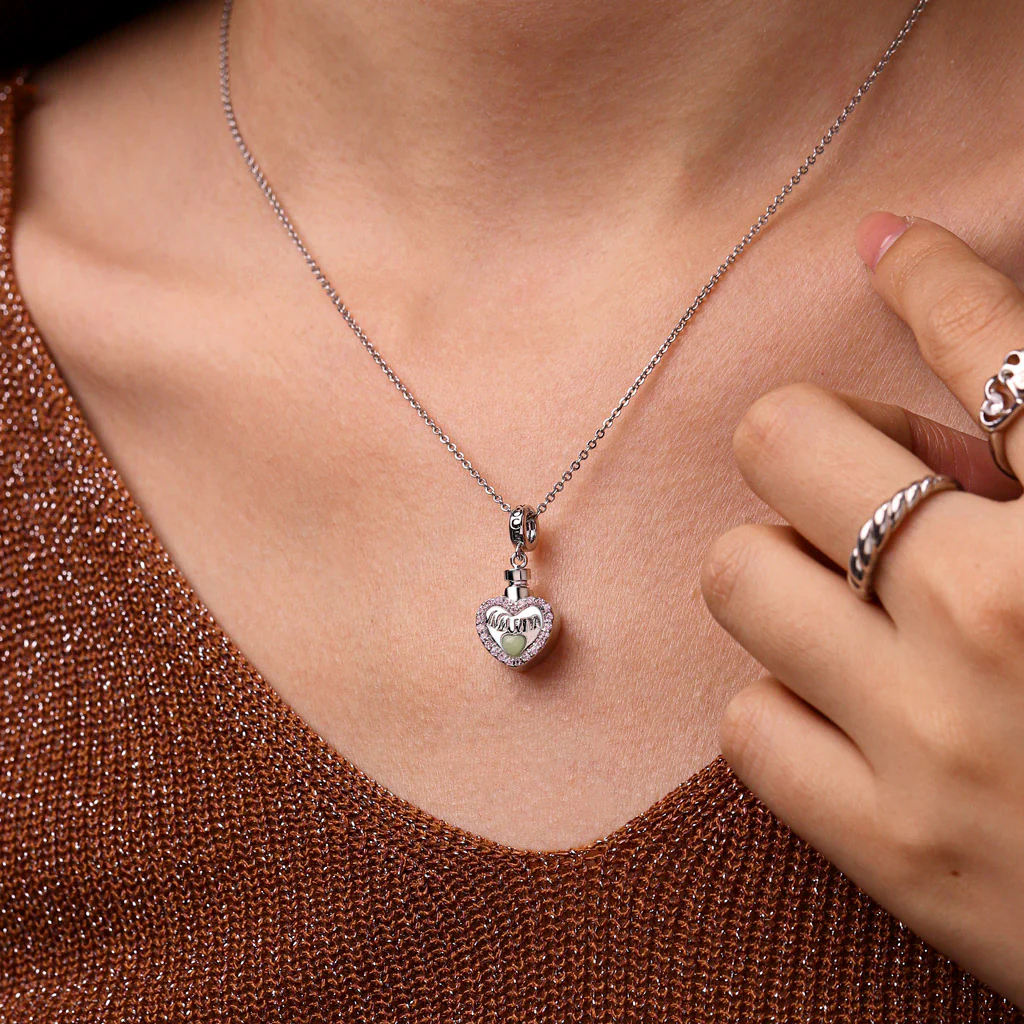 Gnoce Mum Heart Memorial Urn Ashes Charm Platinum-plated Silver Blend - Image 9