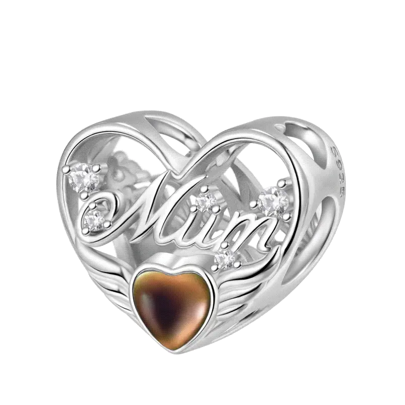 Gnoce Mum Mood Heart Charm Platinum-plated Silver Blend