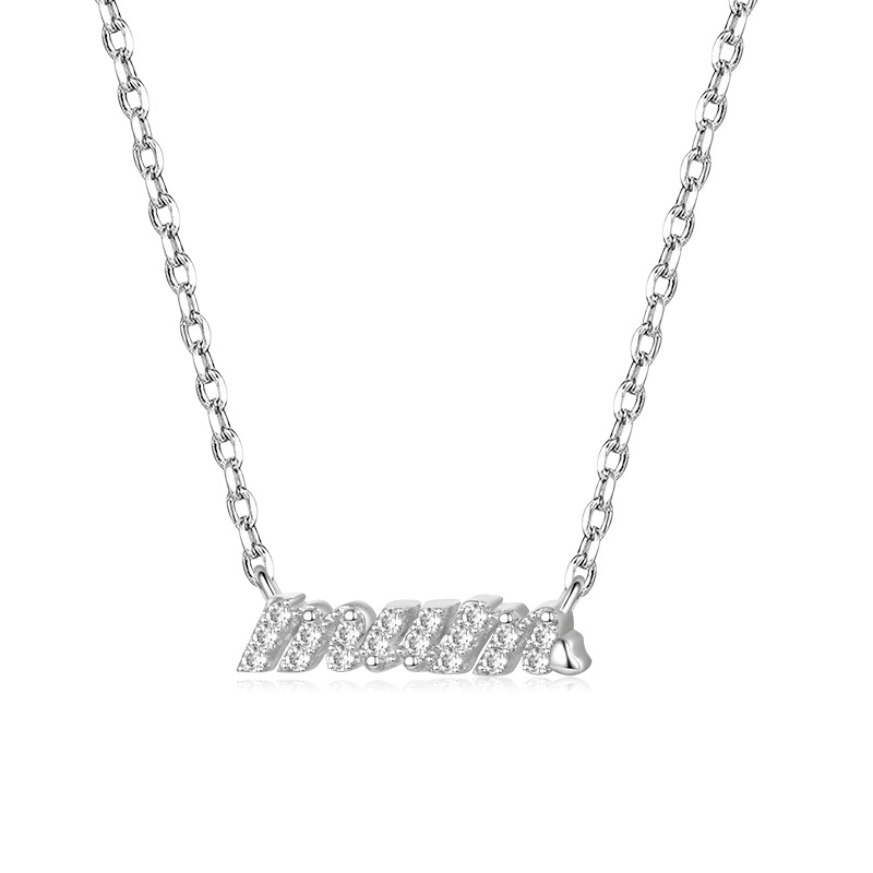 Gnoce Sparkling Mum Necklace Platinum-plated Silver Blend