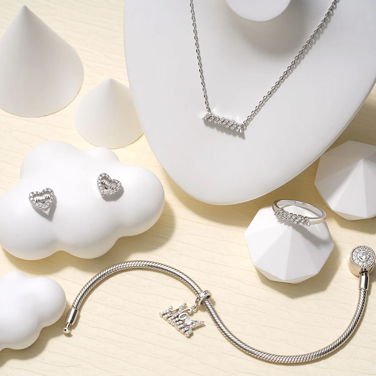 Gnoce Sparkling Mum Necklace Platinum-plated Silver Blend - Image 3