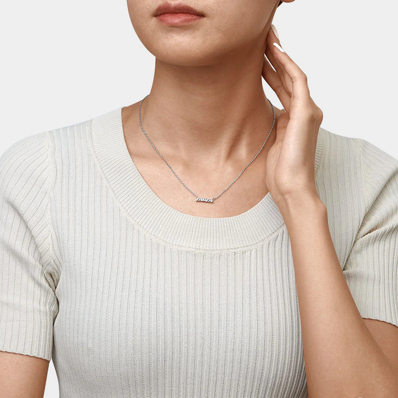 Gnoce Sparkling Mum Necklace Platinum-plated Silver Blend - Image 5