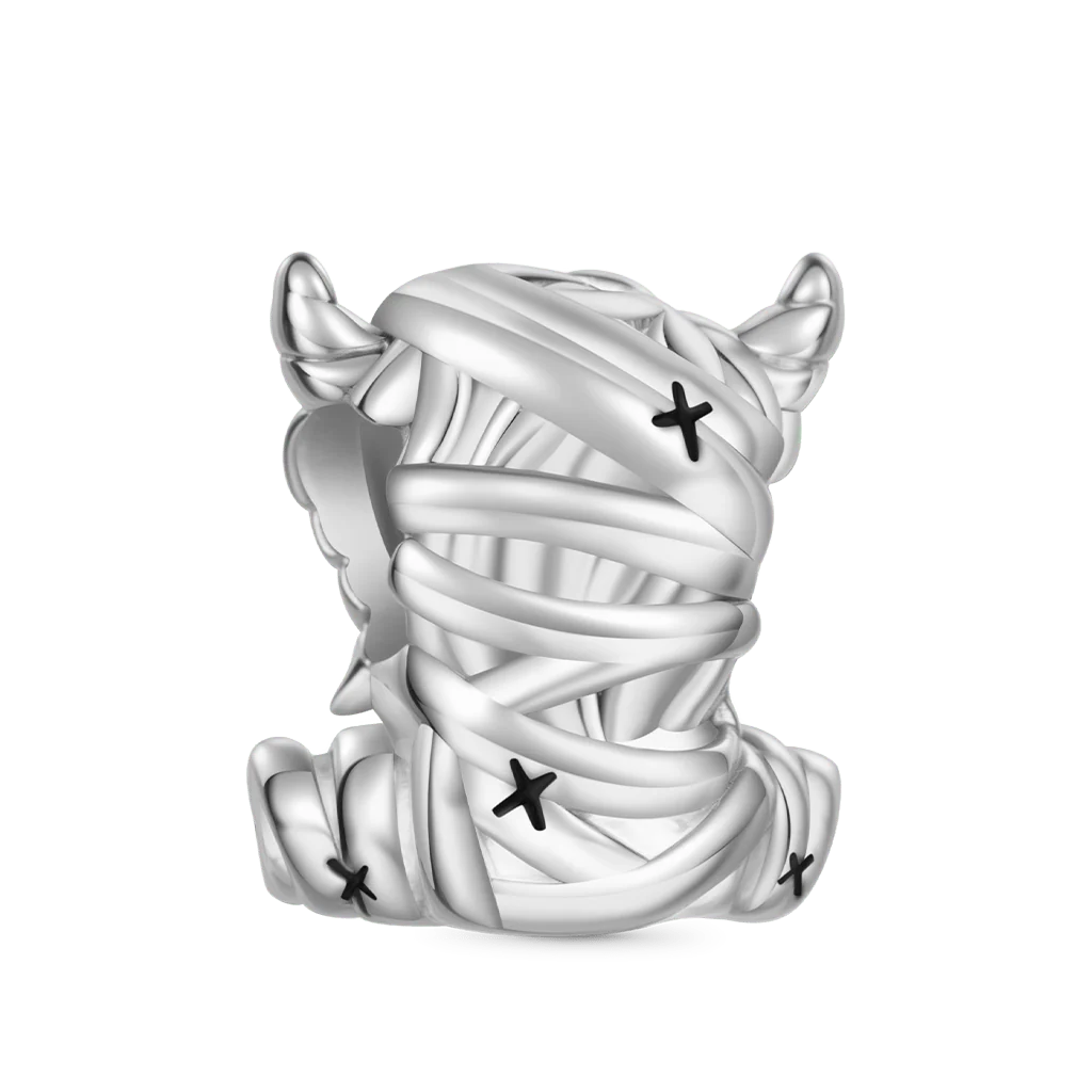 Gnoce Mummy Highland Cow Embrace Pumpkin Charm Platinum-plated Silver Blend - Image 2