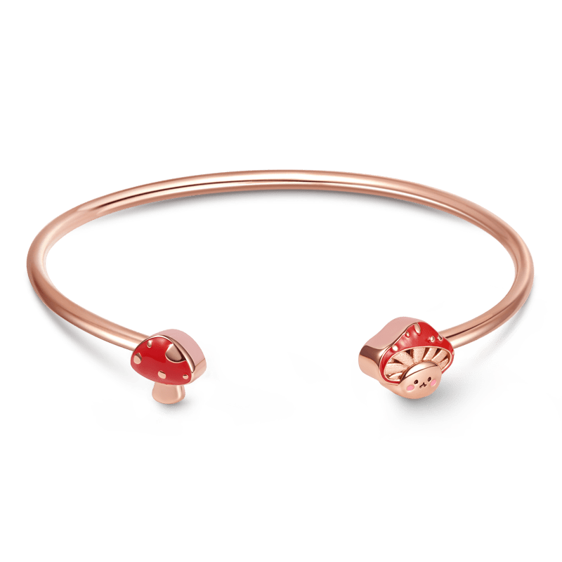 Gnoce Cute Mushroom Baby Bangle Bracelet Platinum-plated Silver Blend