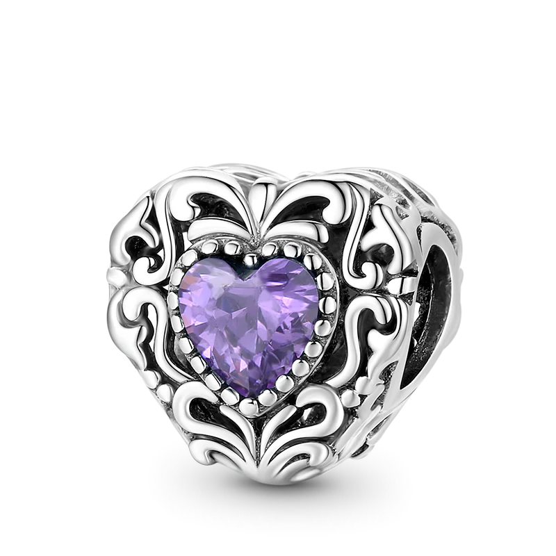 Mysterious Heart Charm Bead 925 Sterling Silver
