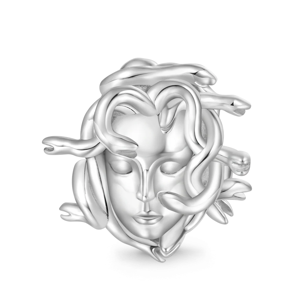 Gnoce Mythical Gorgon Medusa Head Charm Platinum-plated Silver Blend