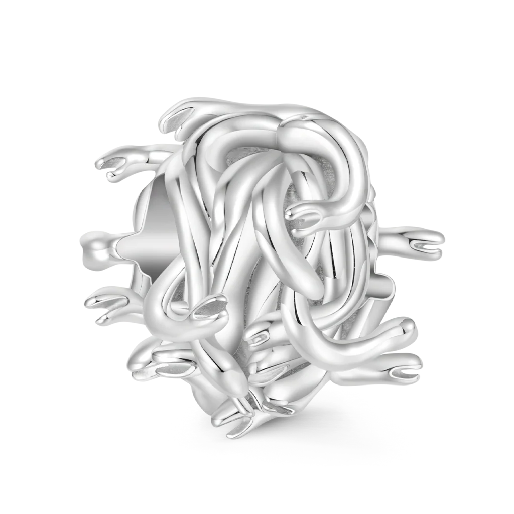 Gnoce Mythical Gorgon Medusa Head Charm Platinum-plated Silver Blend - Image 2