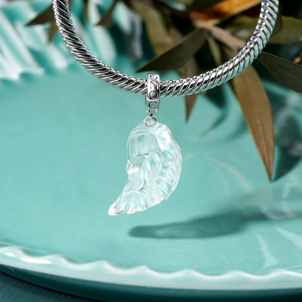 Gnoce Natural Clear Crystal Wings Charm Platinum-plated Silver Blend - Image 3