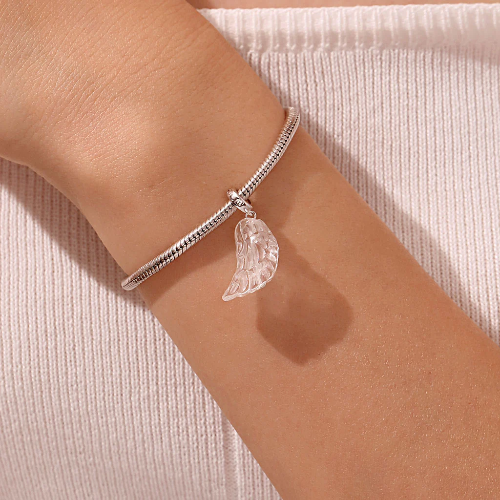 Gnoce Natural Clear Crystal Wings Charm Platinum-plated Silver Blend - Image 6