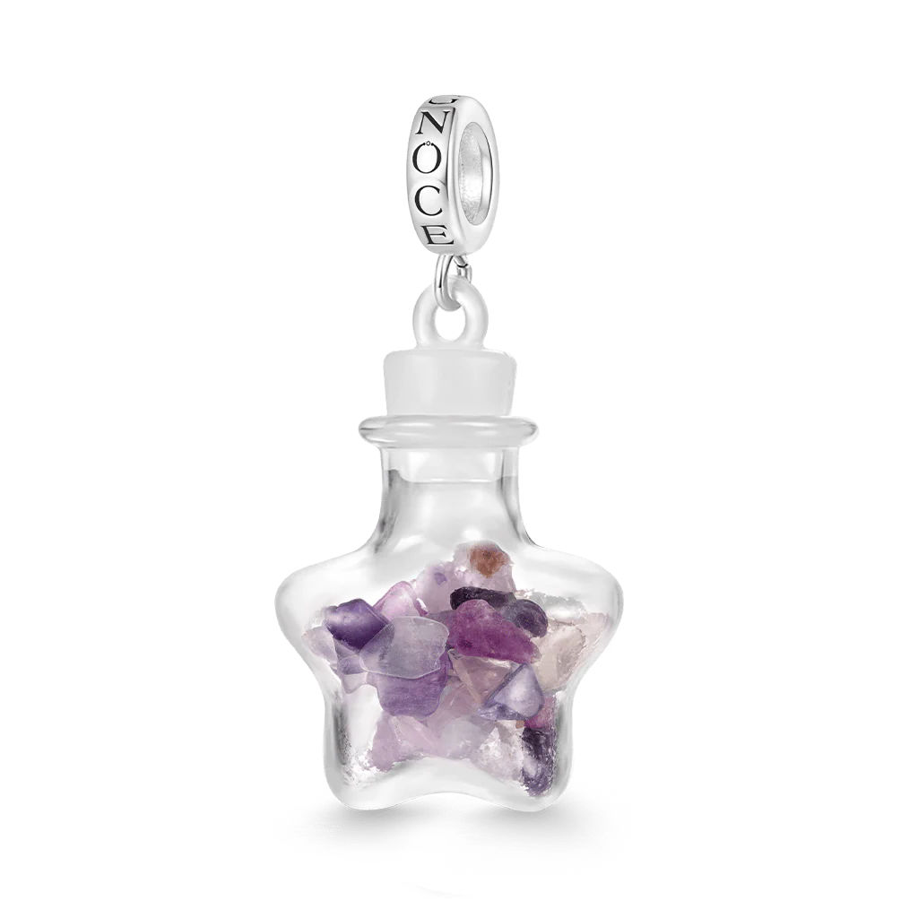 Gnoce Natural Multicolor Crystal Abstract Charm Platinum-plated Silver Blend