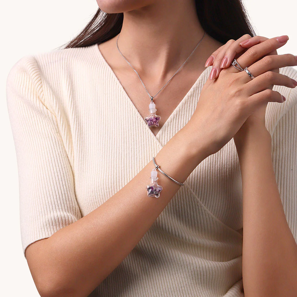 Gnoce Natural Multicolor Crystal Abstract Charm Platinum-plated Silver Blend - Image 4