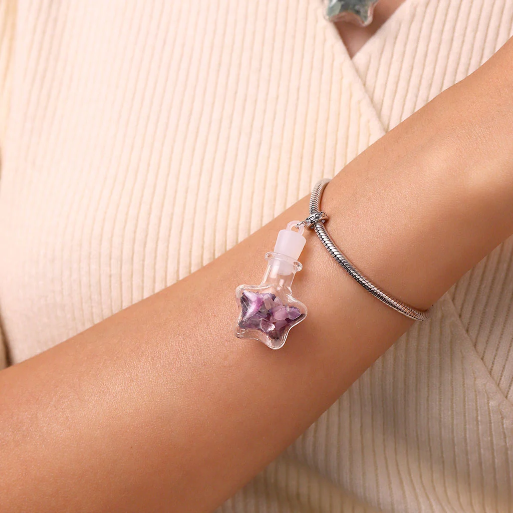 Gnoce Natural Multicolor Crystal Abstract Charm Platinum-plated Silver Blend - Image 6