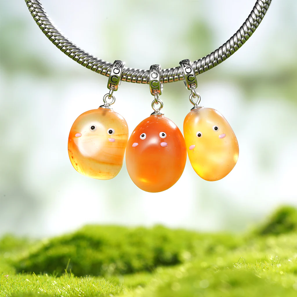 Gnoce Orange Rain Flower Stone Charm Platinum-plated Silver Blend - Image 3