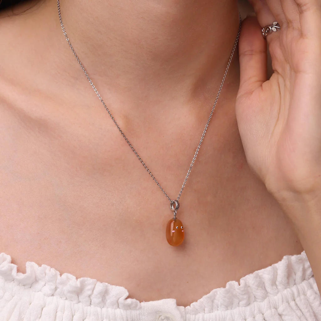 Gnoce Orange Rain Flower Stone Charm Platinum-plated Silver Blend - Image 5